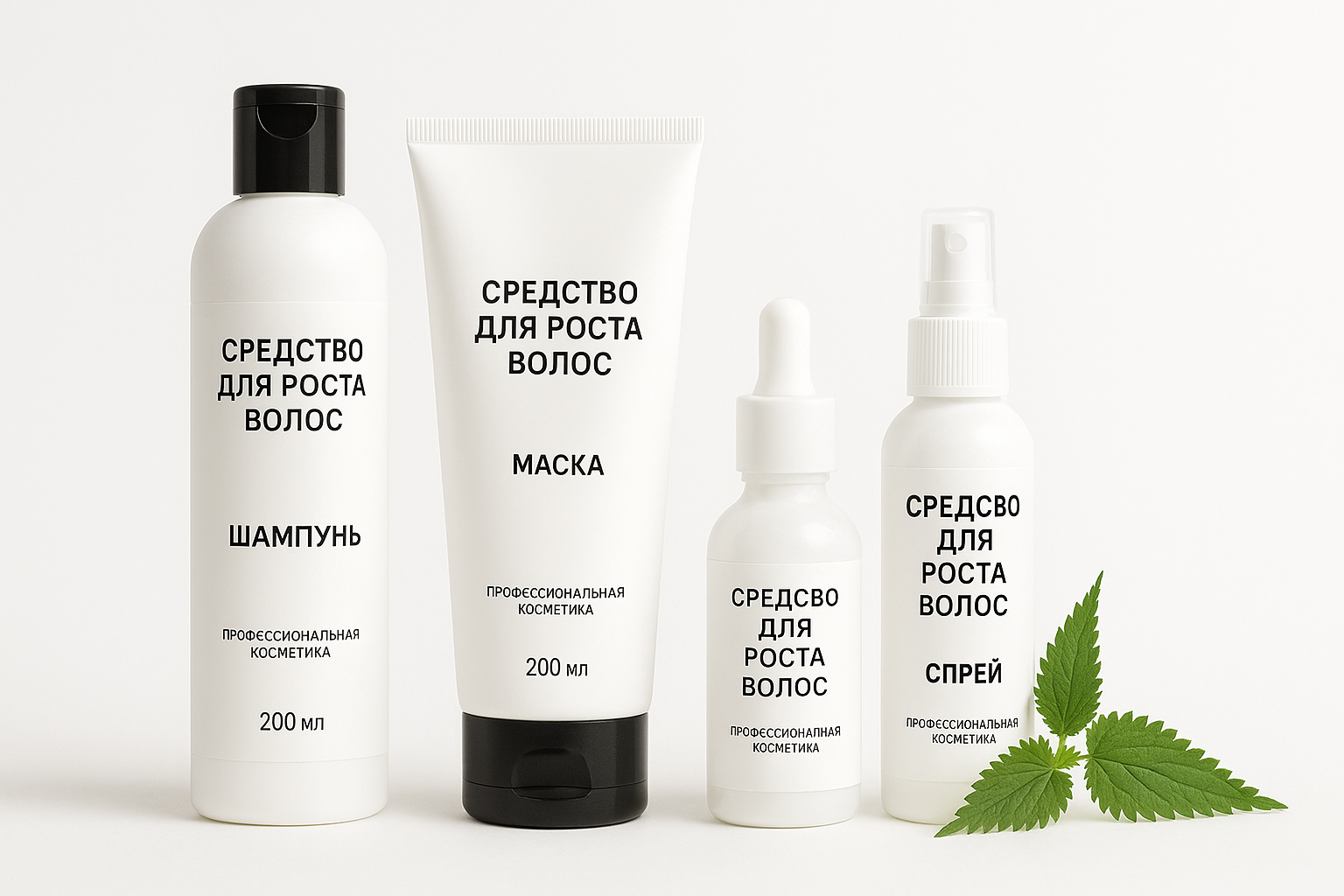 Коллекция средств для роста волос: шампунь, маска, сыворотка, спрей, профессиональная косметика